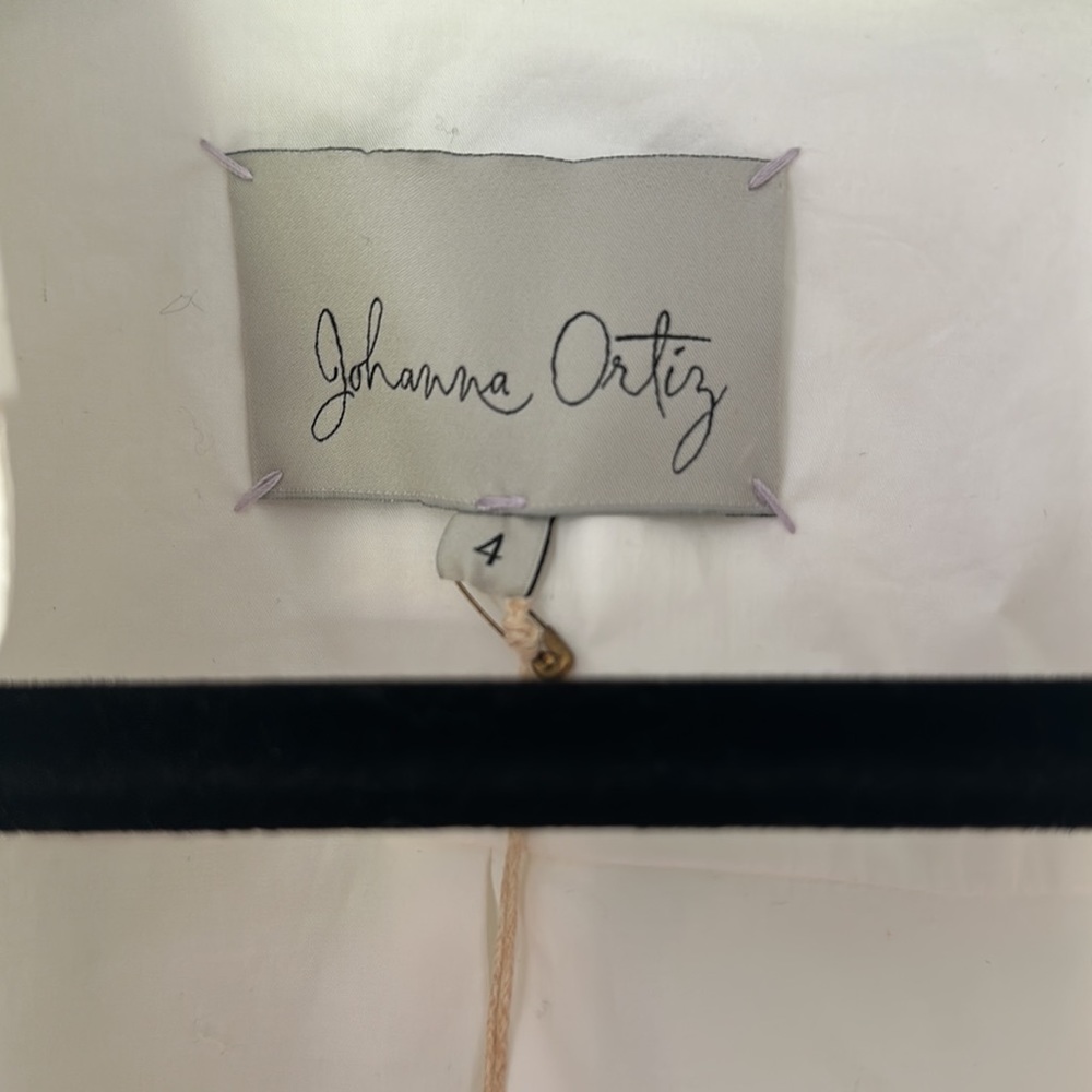 Johanna Ortiz White Button-Front Midi Dress with Tie Waist - Picture 3 of 9